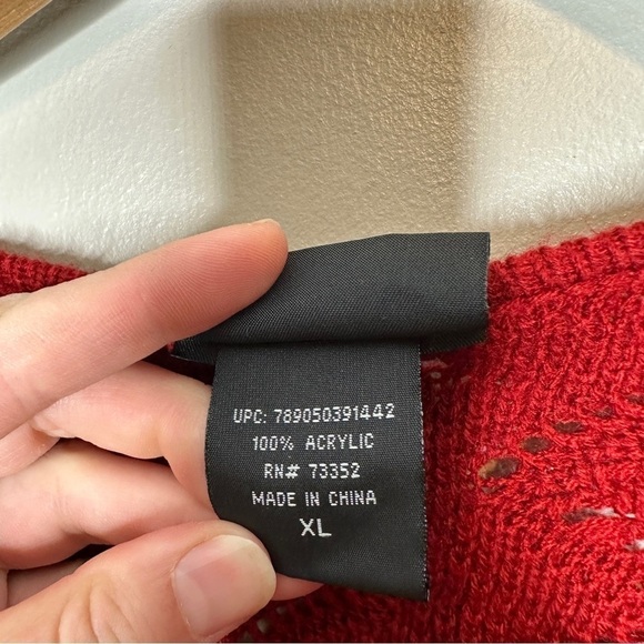 It’s our time red loose knit scoop neck sweater - Picture 5 of 6